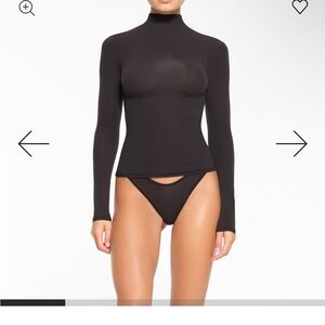 SKIMS Black Ribbed Long Sleeve Bodysuit